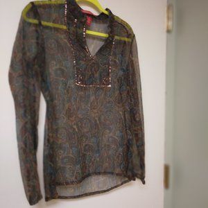 Vintage paisley sheer blouse